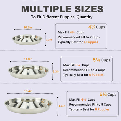 Stainless Steel Puppy Dog Bowls 2 Pack, Pets Puppies Feeding Food and Water Weaning Bowls Dishes Feeder, 10.3 Inch