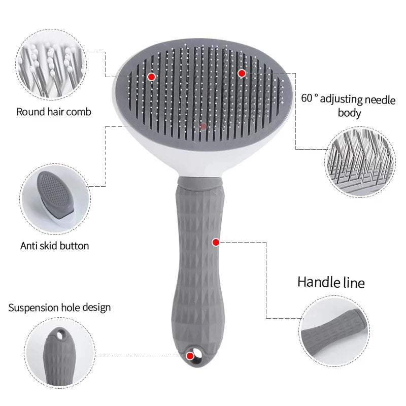 Cat Brush Remove Hair Pet Hair Removal Comb for Cats Non-Slip Grooming Brush Stainless Steel Dog Combs Brushes Cat Accessories