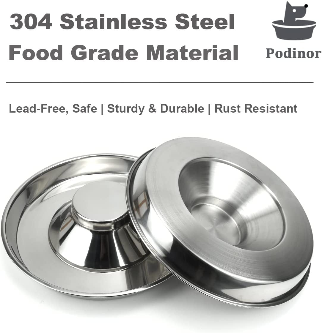 Stainless Steel Puppy Dog Bowls 2 Pack, Pets Puppies Feeding Food and Water Weaning Bowls Dishes Feeder, 10.3 Inch
