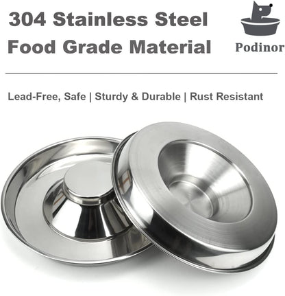 Stainless Steel Puppy Dog Bowls 2 Pack, Pets Puppies Feeding Food and Water Weaning Bowls Dishes Feeder, 10.3 Inch